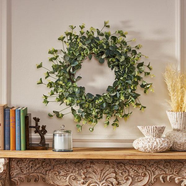 Gdf Studio Donway 24" Eucalyptus Artificial Silk Wreath Green