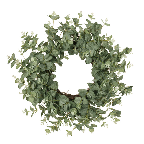 gdf studio Donway 24" Eucalyptus Artificial Silk Wreath Green
