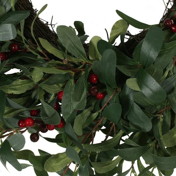 Gdf Studio Dore 25" Olive Artificial Silk Wreath With Berries Green And Red