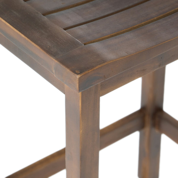 Gdf Studio Doric Outdoor Mahogany Brown Finish Acacia Wood Counter Stools