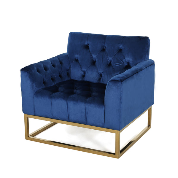 Gdf Studio Doris Modern Glam Button Tufted Diamond Stitch Velvet Club Chair With Gold Frame