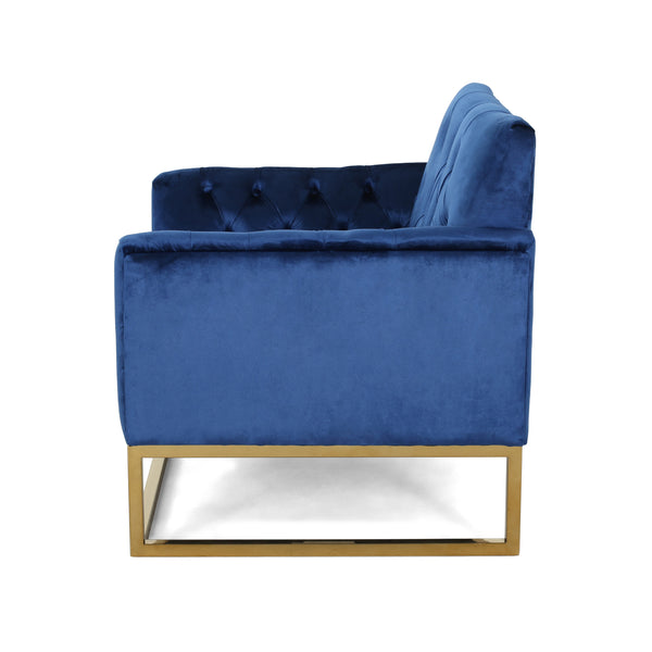 Gdf Studio Doris Modern Glam Button Tufted Diamond Stitch Velvet Club Chair With Gold Frame