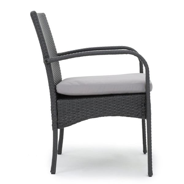 Gdf Studio Doris Outdoor 6-Seater Acacia Wood Dining Set With Wicker Chairs