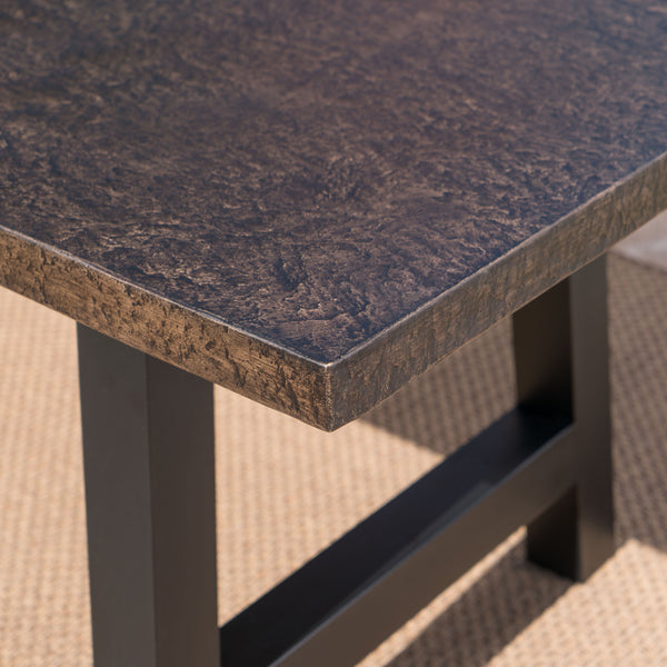 Gdf Studio Doris Outdoor Brown Stone Finish Light Weight Concrete Dining Table