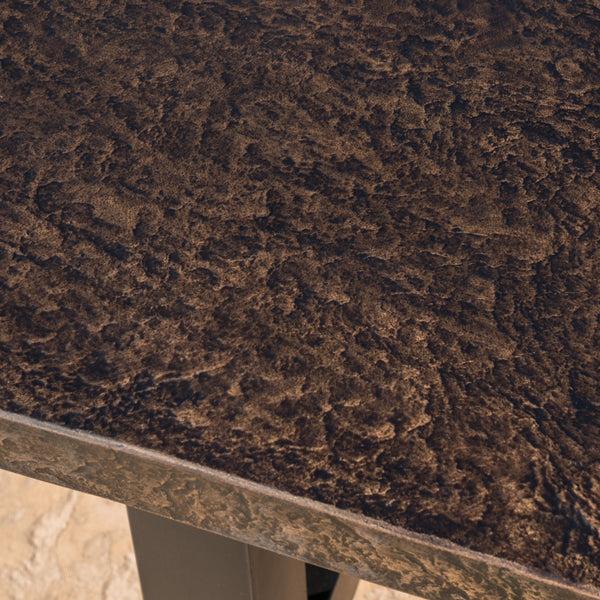 Gdf Studio Doris Outdoor Brown Stone Finish Light Weight Concrete Dining Table