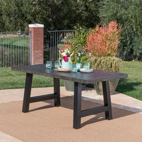 Gdf Studio Doris Outdoor Gray Stone Finish Light Weight Concrete Dining Table