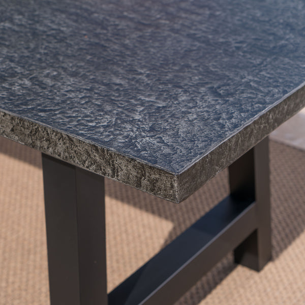 Gdf Studio Doris Outdoor Gray Stone Finish Light Weight Concrete Dining Table