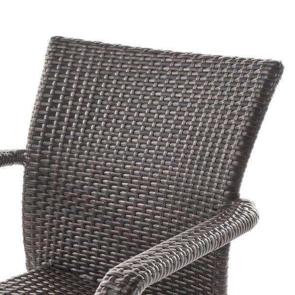 Gdf Studio Dorside Outdoor Wicker Armed Stacking Chairs With An Aluminum Frame (Set Of 4)