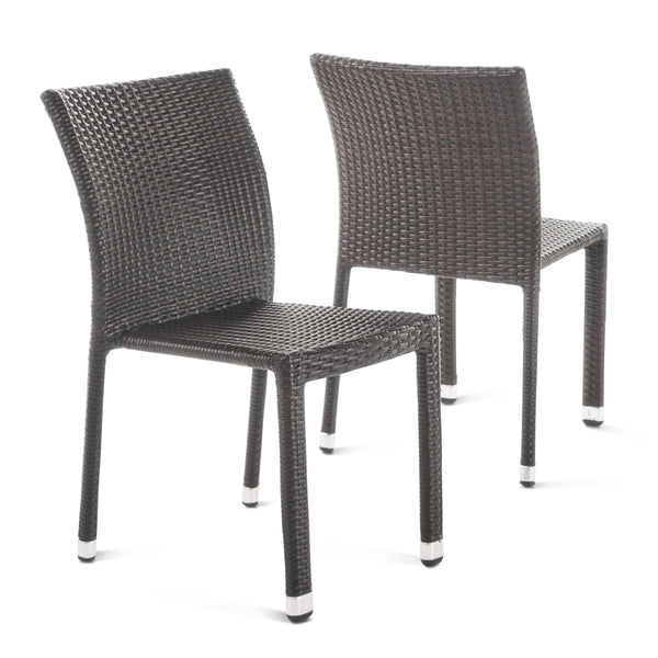 Gdf Studio Dorside Outdoor Wicker Armless Stack Chairs With Aluminum Frame