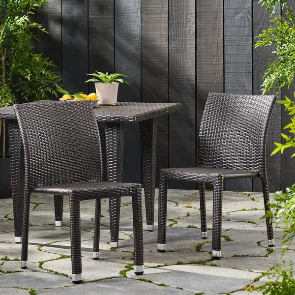 Gdf Studio Dorside Outdoor Wicker Armless Stack Chairs With Aluminum Frame