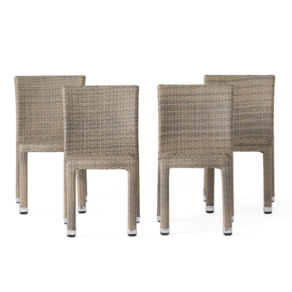 gdf studio Dorside Outdoor Wicker Armless Stack Chairs With Aluminum Frame