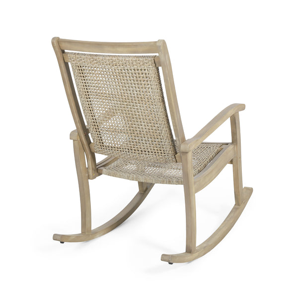 Gdf Studio Dory Outdoor Rustic Wicker Rocking Chair