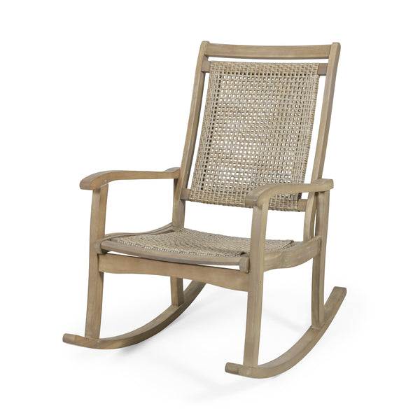 gdf studio Dory Outdoor Rustic Wicker Rocking Chair