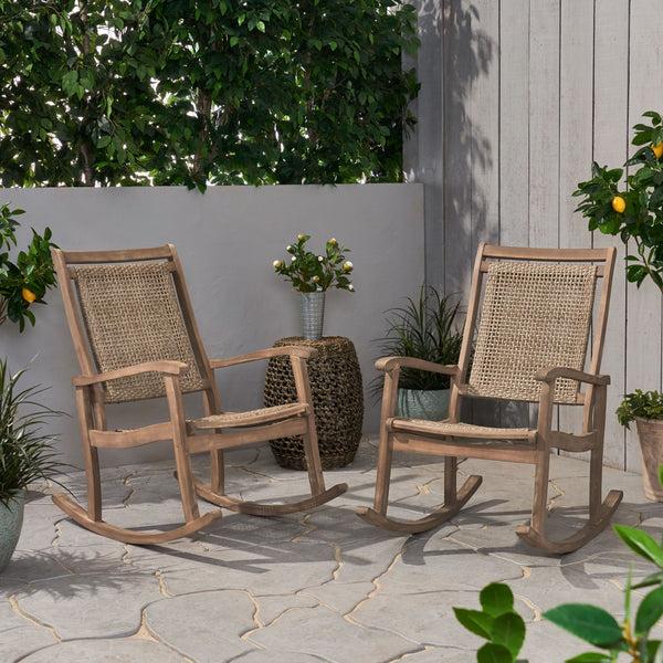 Gdf Studio Dory Outdoor Rustic Wicker Rocking Chairs (Set Of 2)