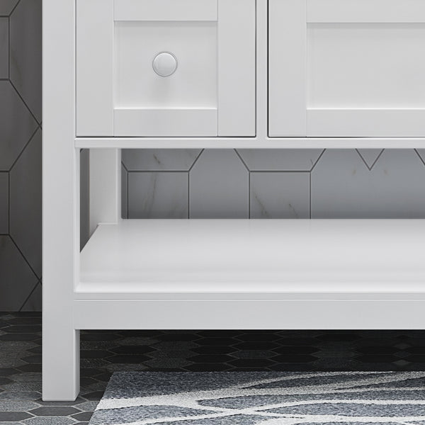 Gdf Studio Douvier Contemporary 48" Wood Single Sink Bathroom Vanity With Marble Counter Top With Carrara White Marble