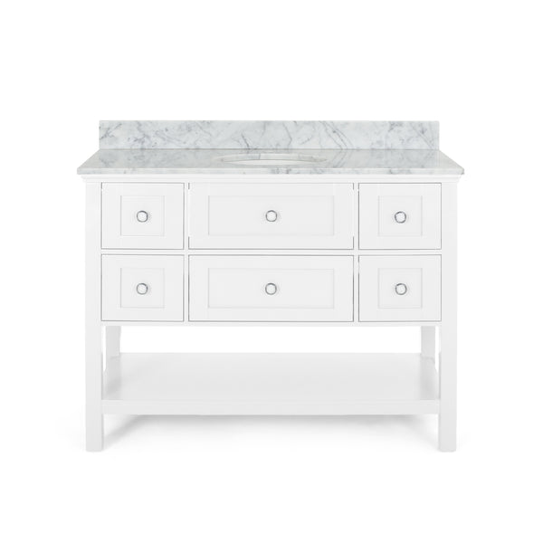 gdf studio Douvier Contemporary 48" Wood Single Sink Bathroom Vanity with Marble Counter Top with Carrara White Marble