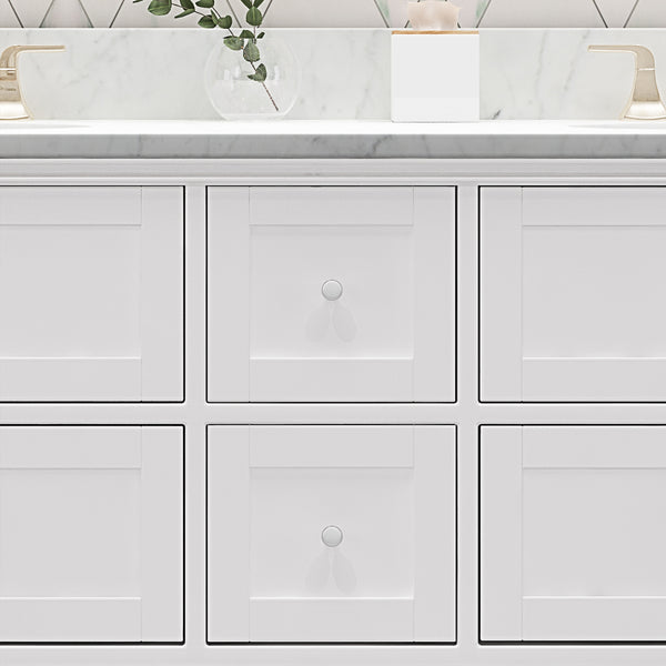 Gdf Studio Douvier Contemporary 60" Wood Double Sink Bathroom Vanity With Marble Counter Top With Carrara White Marble
