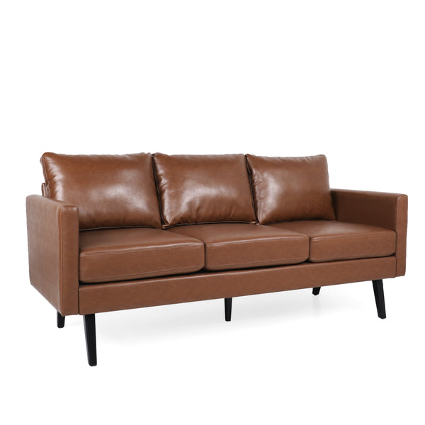 Gdf Studio Dowd Mid Century Modern Faux Leather 3 Seater Sofa