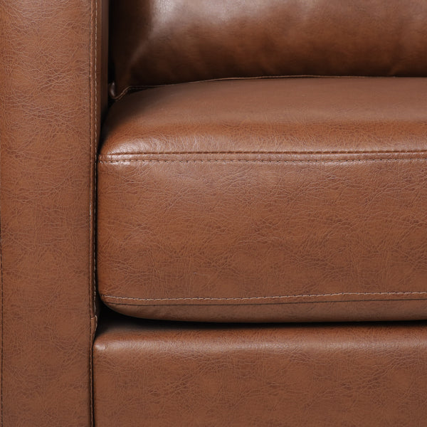 Gdf Studio Dowd Mid Century Modern Faux Leather 3 Seater Sofa