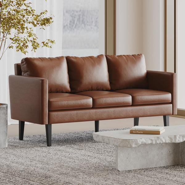 gdf studio Dowd Mid Century Modern Faux Leather 3 Seater Sofa