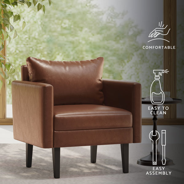 gdf studio Dowd Mid Century Modern Faux Leather Club Chair