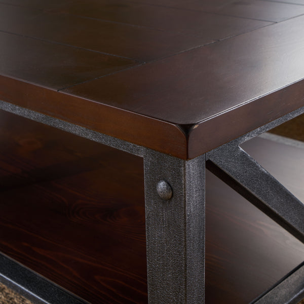 Gdf Studio Dresden Industrial Faux Wood Coffee Table With Antique Black Iron Frame