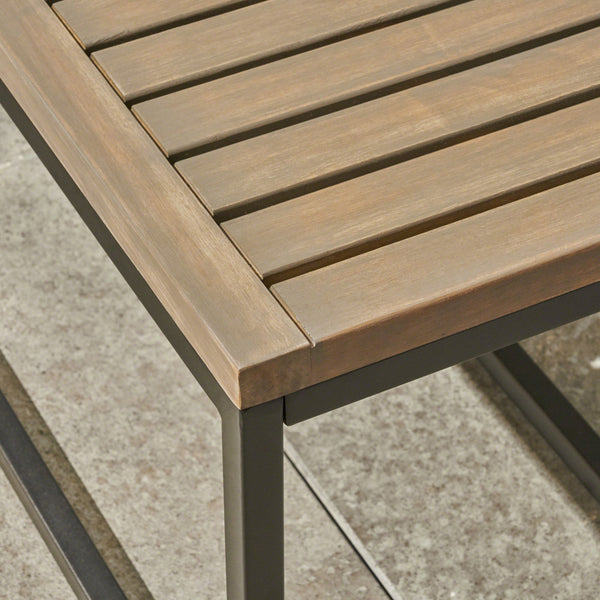 Gdf Studio Drew Outdoor Industrial Acacia Wood And Iron Bench