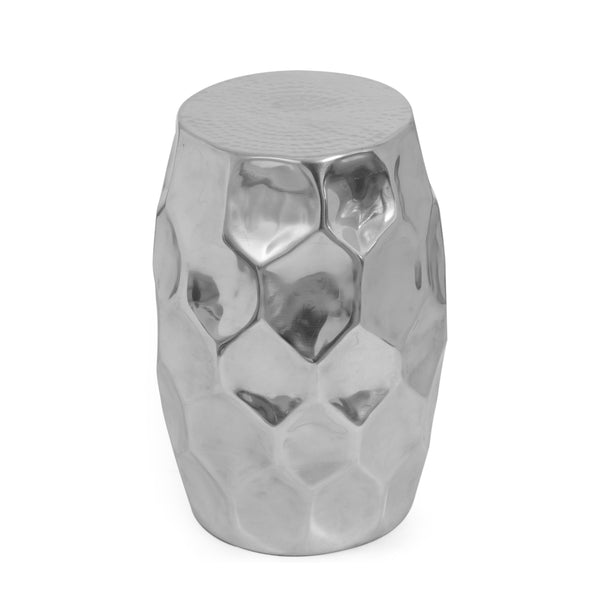 gdf studio Duffy Modern Glam Handcrafted Aluminum Honeycomb Side Table Silver