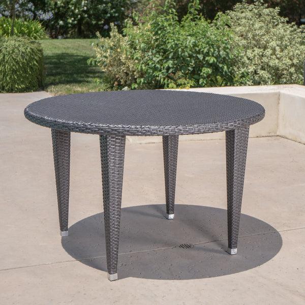 Gdf Studio Dunedain Outdoor Round Wicker Dining Table