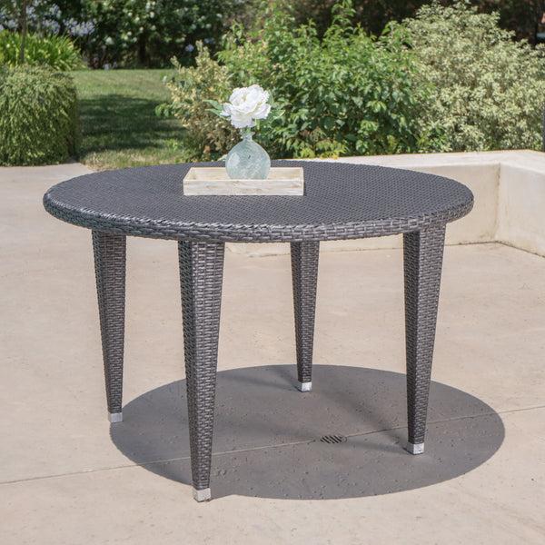 Gdf Studio Dunedain Outdoor Round Wicker Dining Table