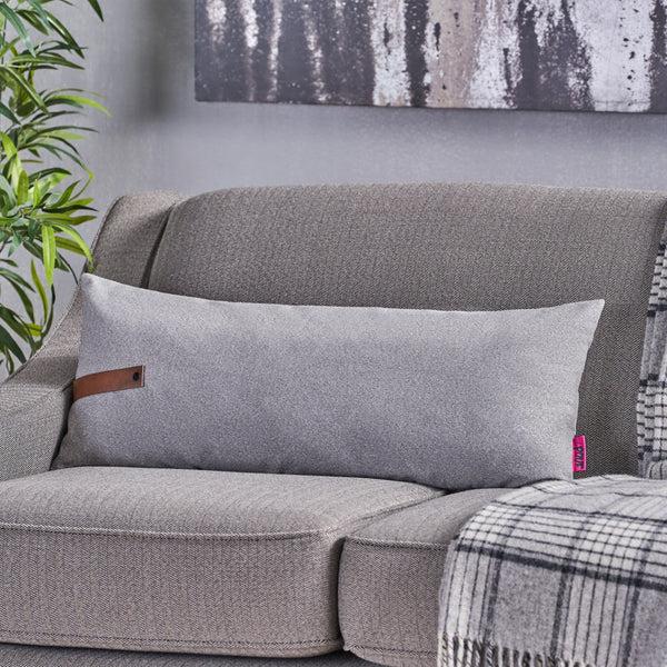 gdf studio Dunn Mid Century Rectangular Fabric Pillow with Faux Leather Strap (Set of 2)