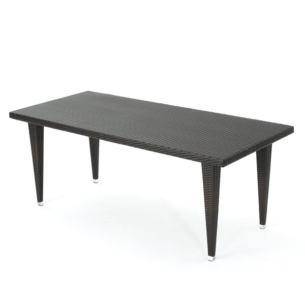Gdf Studio Durango Outdoor 73.5-inch Multibrown Wicker Rectangular Dining Table