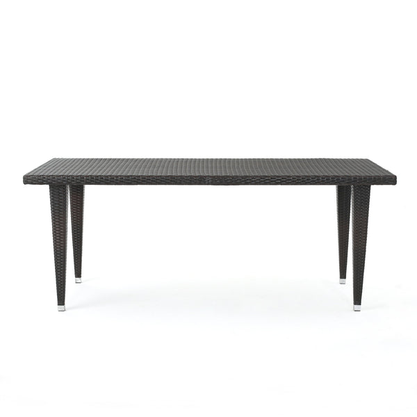 gdf studio Durango Outdoor 73.5-inch Multibrown Wicker Rectangular Dining Table