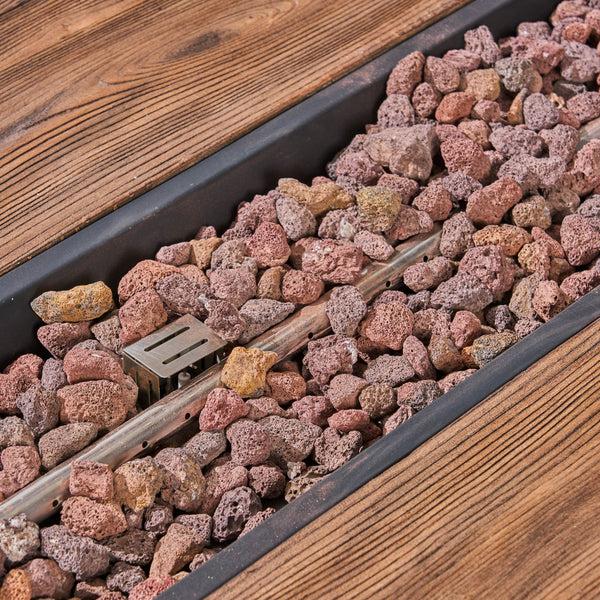 Gdf Studio Dylan Outdoor 56" Rectangular Light Weight Concrete Fire Pit - 50 000 BTU Brown