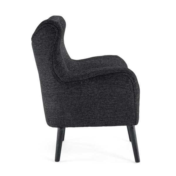 Gdf Studio Eastdale Mid Century Modern Upholstered Wingback Club Chair Black Textured Tweed And Black