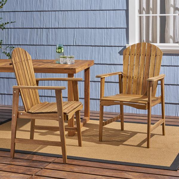 Gdf Studio Easter Outdoor Weather Resistant Acacia Wood Adirondack Dining Chairs (Set Of 2)