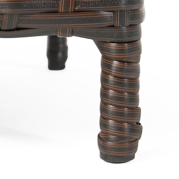 Gdf Studio Easton Modern Outdoor Brown Wicker Side Table With Tempered Glass Top