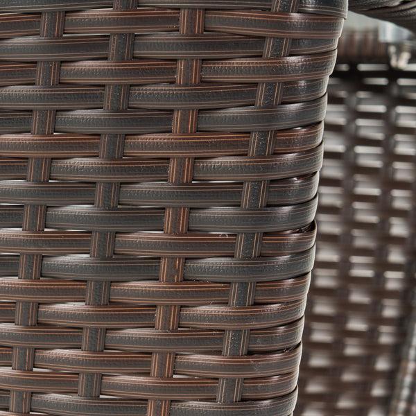 Gdf Studio Easton Modern Outdoor Brown Wicker Side Table With Tempered Glass Top