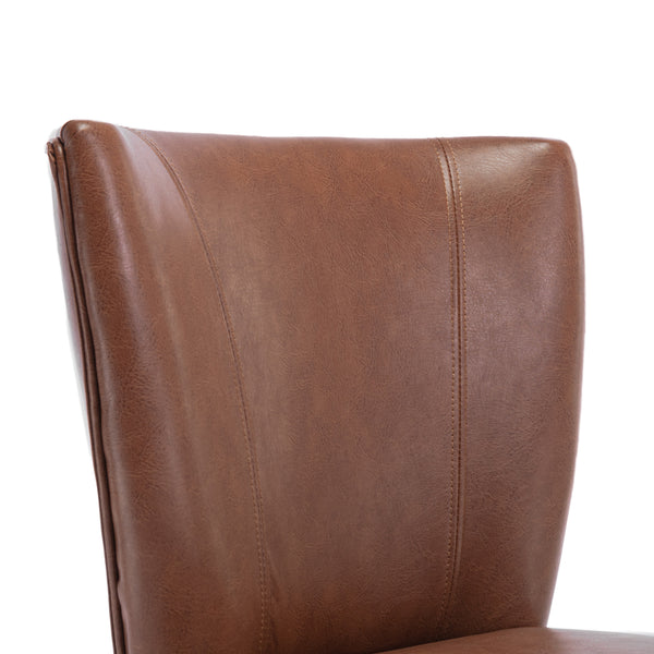 Gdf Studio Edenbrook Contemporary Faux Leather Upholstered Dining Chairs Set Of 2 Cognac Brown And Matte Black