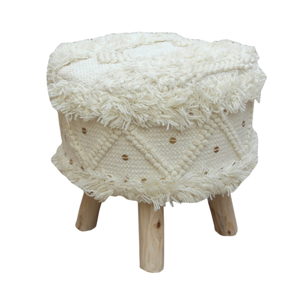 Gdf Studio Edene Handcrafted Boho Fabric Stool With Metal Accents