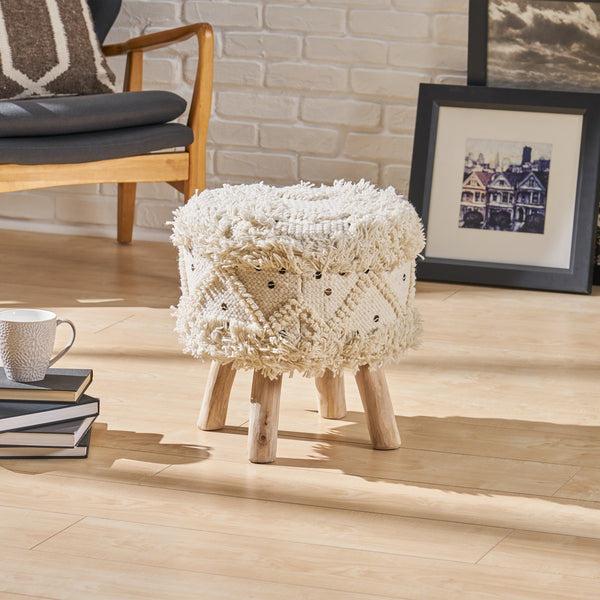 Gdf Studio Edene Handcrafted Boho Fabric Stool With Metal Accents
