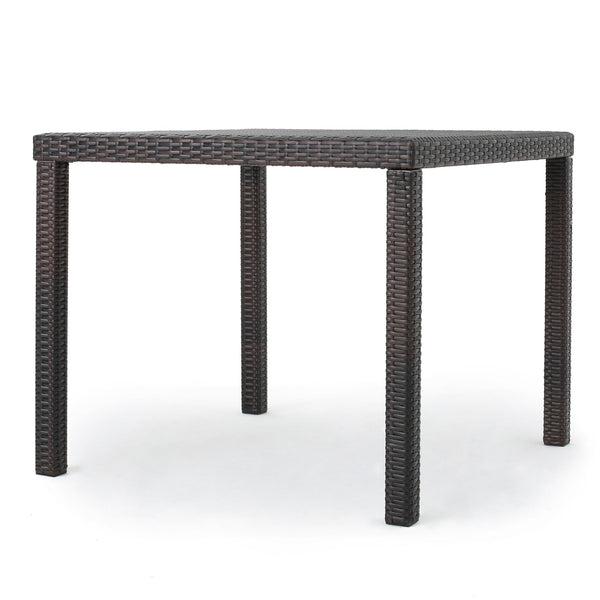 Gdf Studio Edene Outdoor 5 Piece Multibrown Wicker Rectangular Dining Set