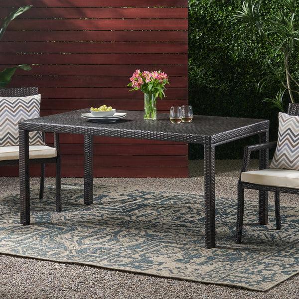 Gdf Studio Edene Outdoor Multibrown Wicker Rectangular Dining Table