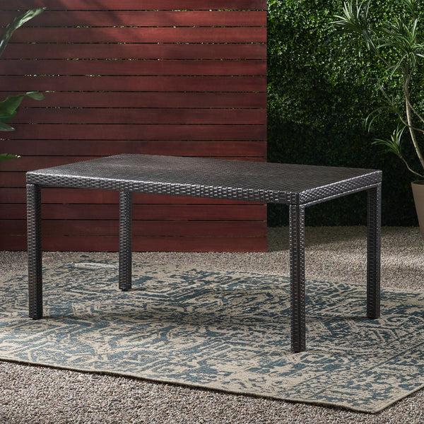 Gdf Studio Edene Outdoor Multibrown Wicker Rectangular Dining Table