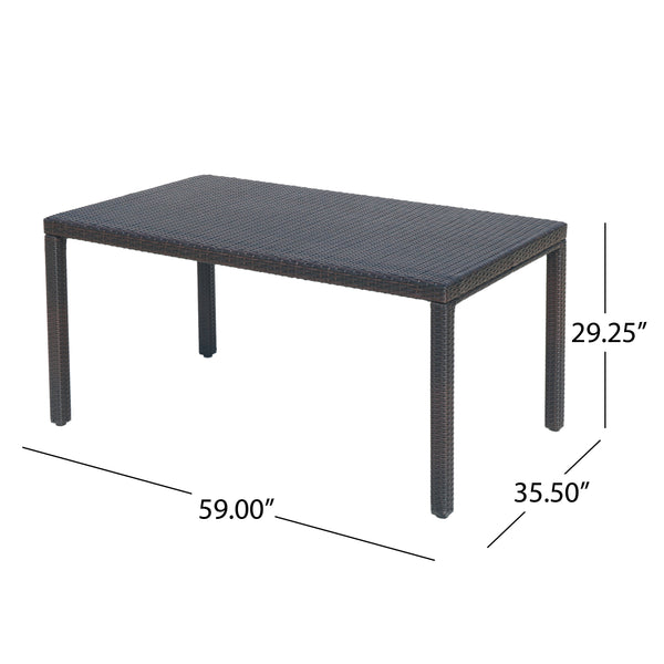 Gdf Studio Edene Outdoor Multibrown Wicker Rectangular Dining Table