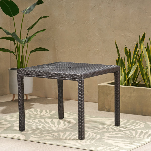 Gdf Studio Edene Outdoor Multibrown Wicker Square Dining Table