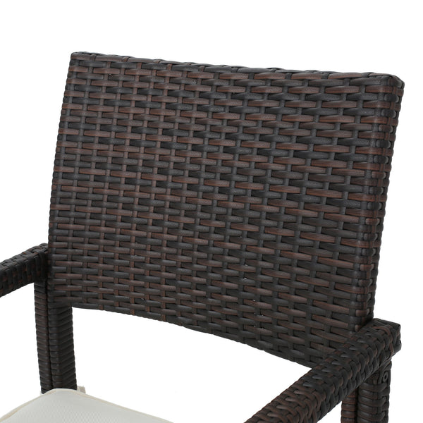 Gdf Studio Edene Outdoor Wicker Dining Chairs Water Resistant Cushions (Set Of 2)