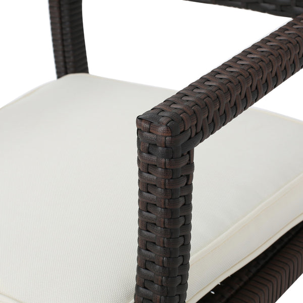 Gdf Studio Edene Outdoor Wicker Dining Chairs Water Resistant Cushions (Set Of 2)