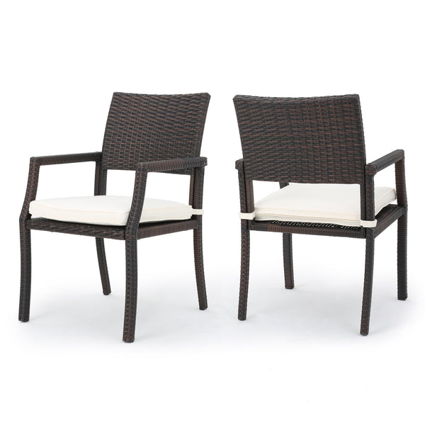gdf studio Edene Outdoor Wicker Dining Chairs Water Resistant Cushions (Set of 2)