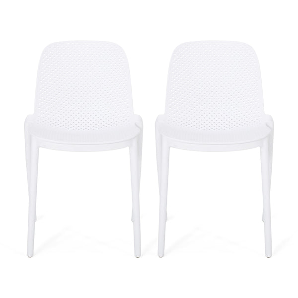 Gdf Studio Edenton Outdoor Modern Stacking Dining Chair (Set Of 2)